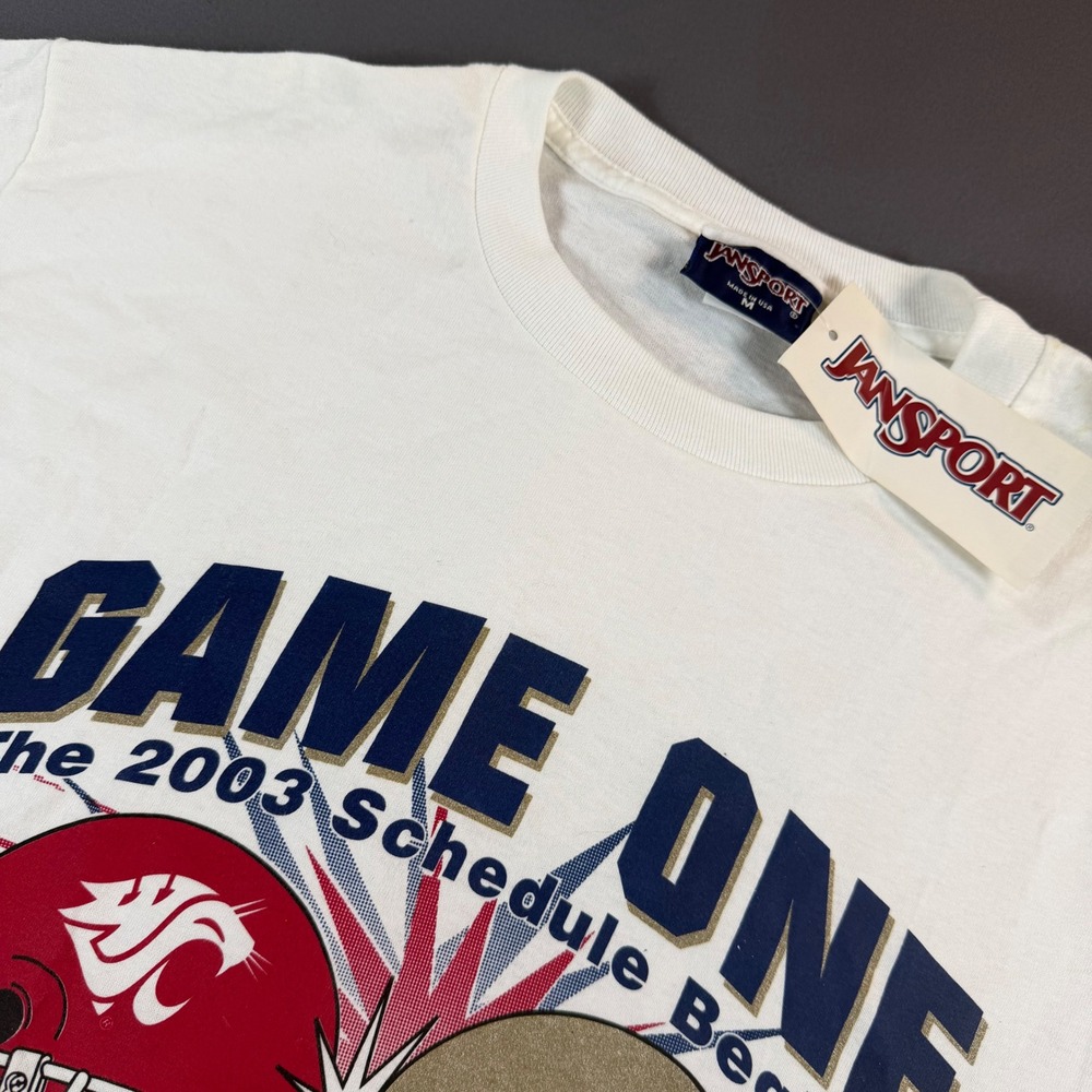 Vintage JanSport 2003 Washington State vs Notre Dame T-Shirt USA M NWT
